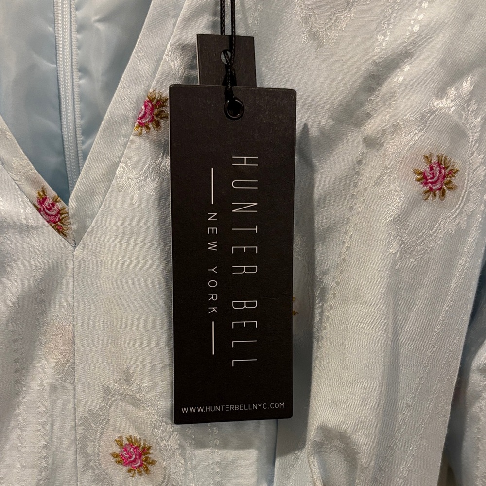 Hunter Bell Light Blue Maxi Dress with Pink Accents - Picture 2 of 7